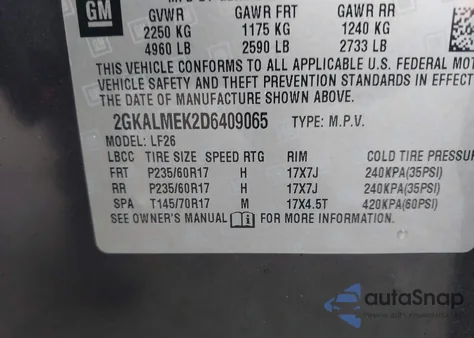 2013 GMC Terrain Sle-1 из США, поврежденный, VIN 2GKALMEK2D6409065